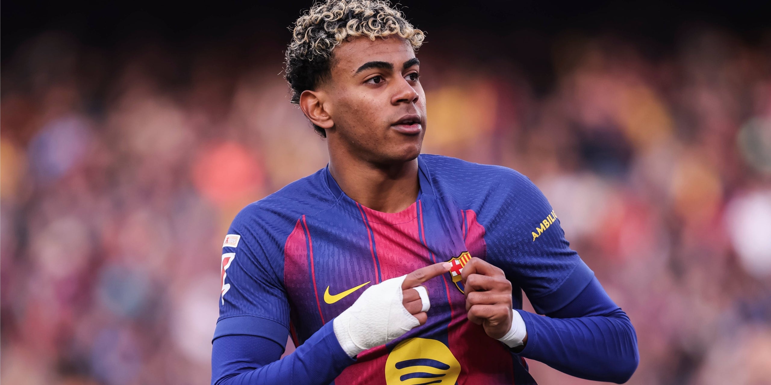 Lamine Yamal, celebrant el seu gol contra l'Alabès a la primera meitat | Europa Press