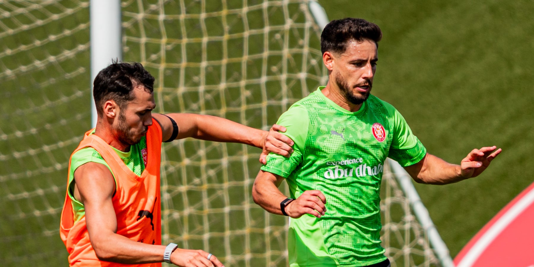 Arnau Martínez i Àlex Moreno, durant un entrenament amb el Girona | Girona FC