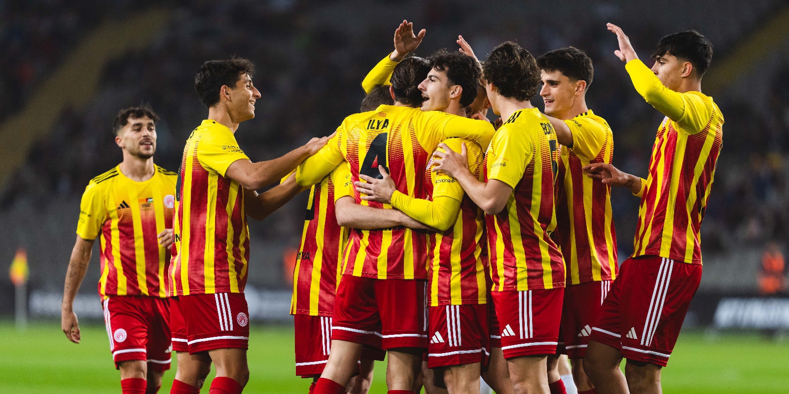 Els jugadors de la selecció catalana, celebrant un gol durant el partit contra Palestina | FCF