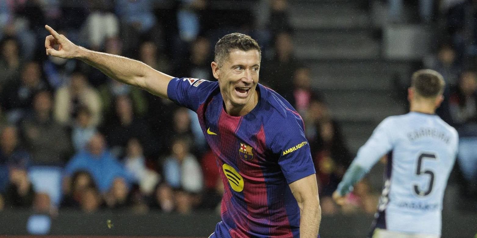 Robert Lewandowski celebra un gol durant el Celta-Barça de Lliga | FC Barcelona