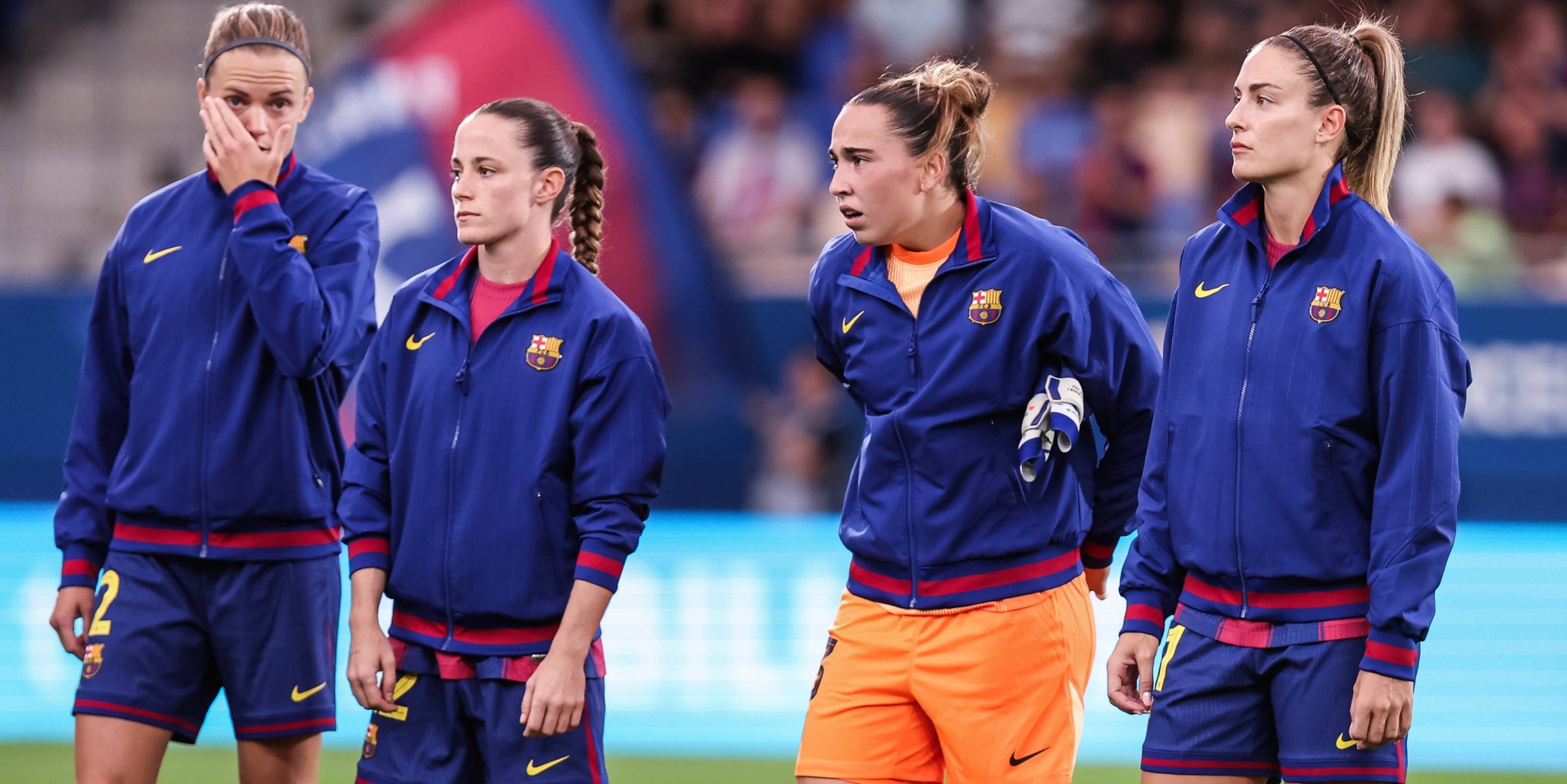 Irene Paredes, Ona Batlle, Cata Coll i Alexia Putellas abans d'un partit amb el Barça | Europa Press