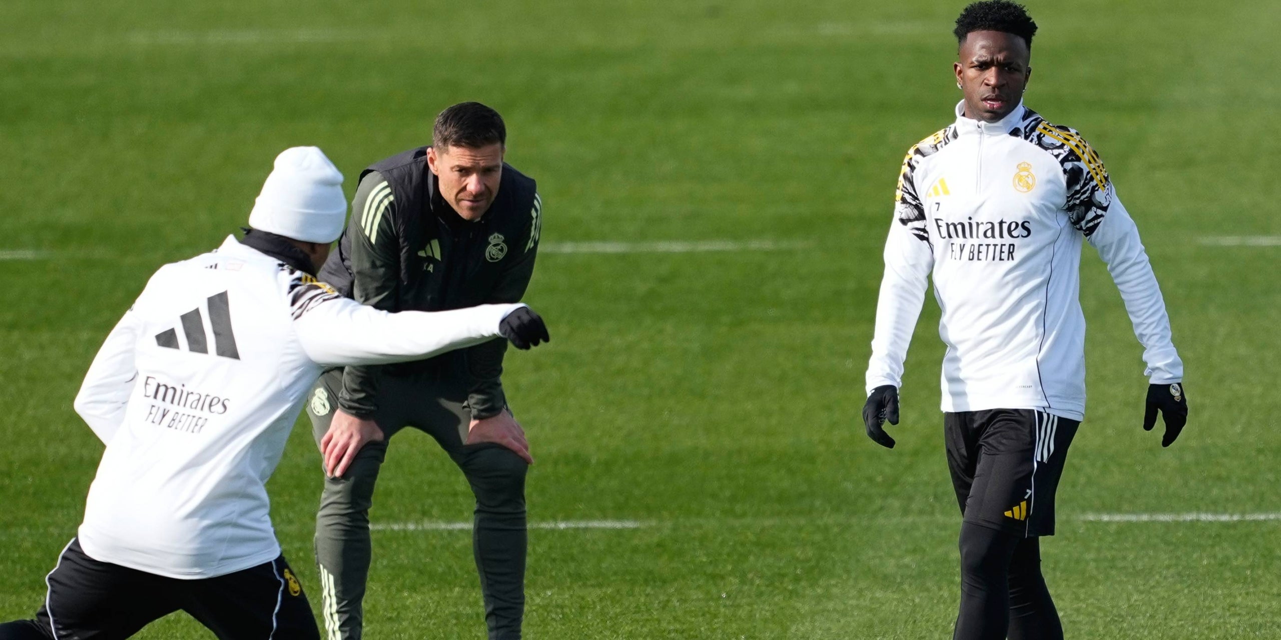 Xabi Alonso i Vinicius Jr., durant un entrenament | Europa Press