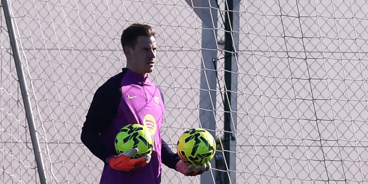 Ter Stegen, durant un entrenament amb el Barça | Europa Press