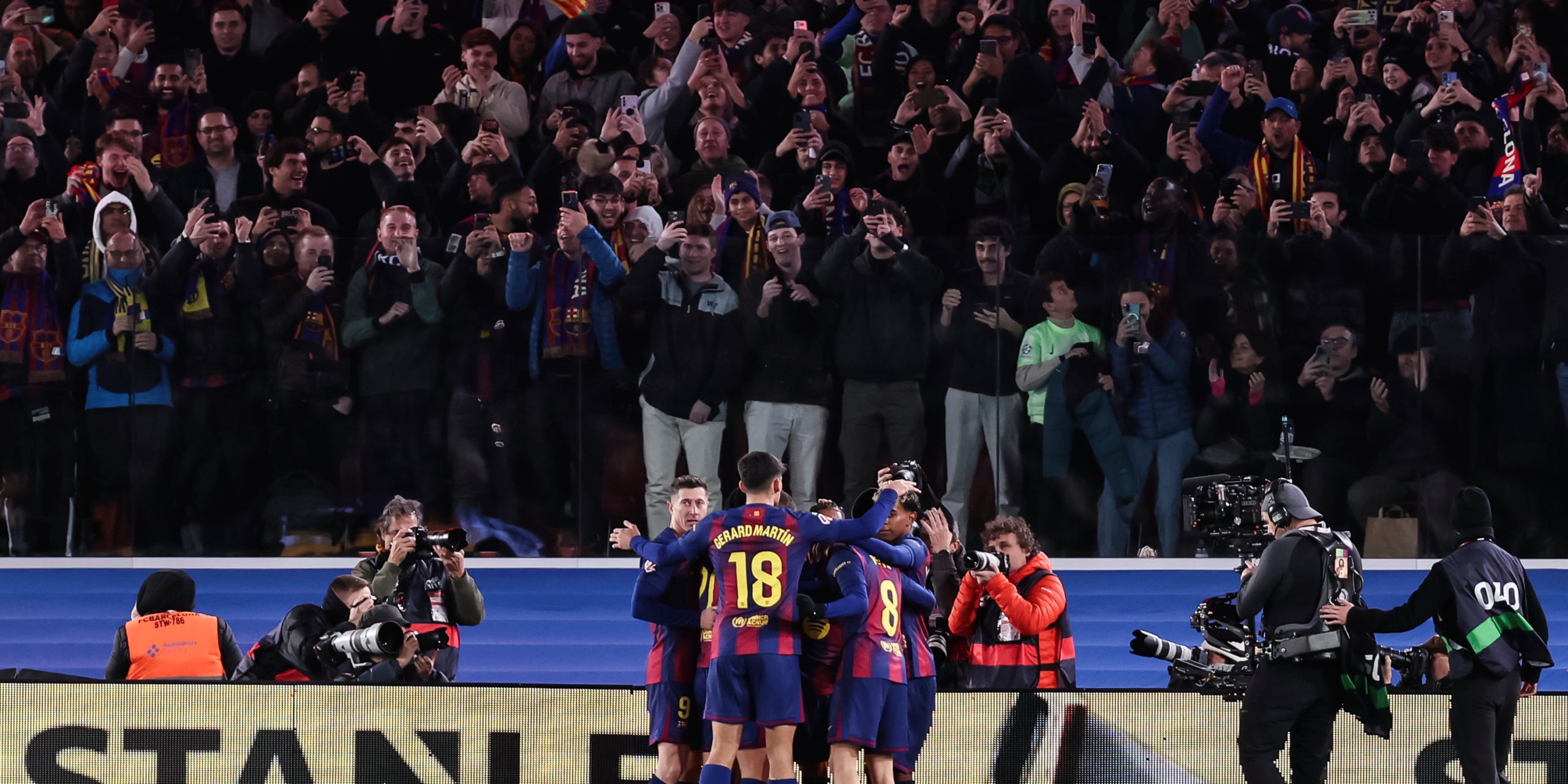 Els jugadors del Barça, celebrant un gol a l'Spotify Camp Nou | Europa Press