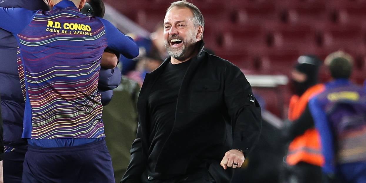 Hansi Flick, celebrant la victòria del Barça contra l'Atlètic de Madrid | Europa Press