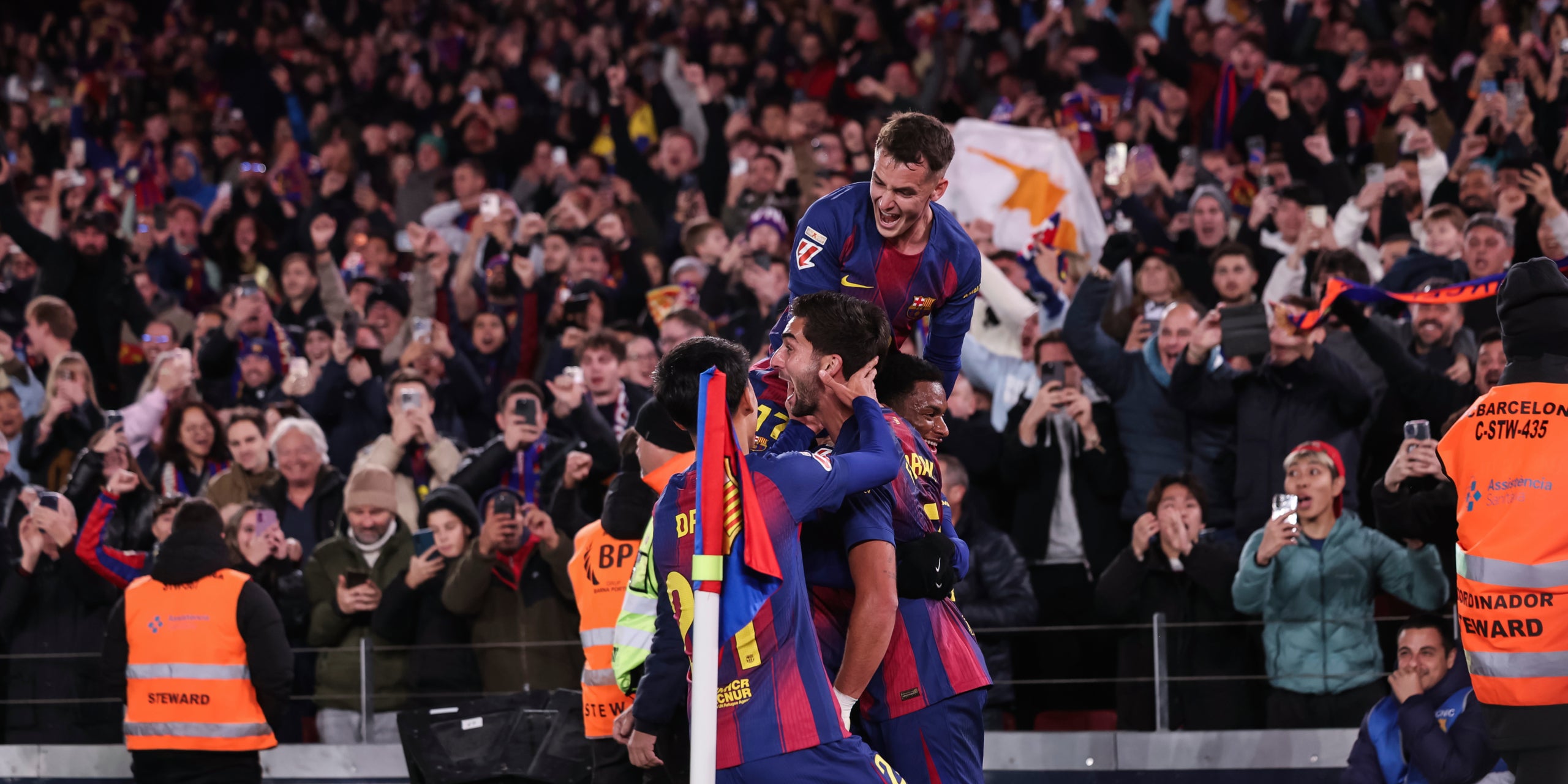 Els jugadors del Barça, celebrant un gol a l'Spotify Camp Nou | Europa Press