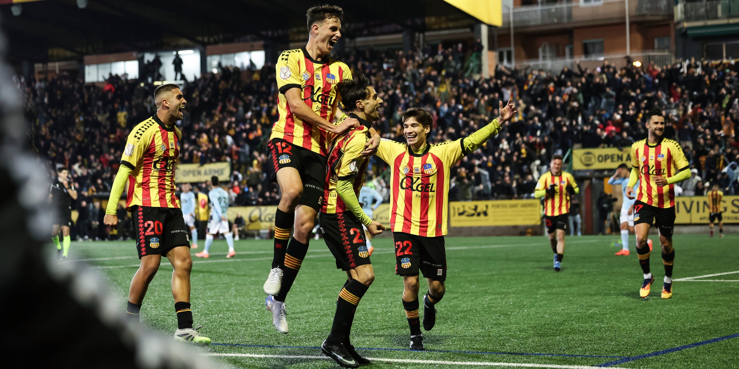 Els jugadors del Sant Andreu, celebrant el gol d'Alexis García contra el Celta a la Copa | Europa Press