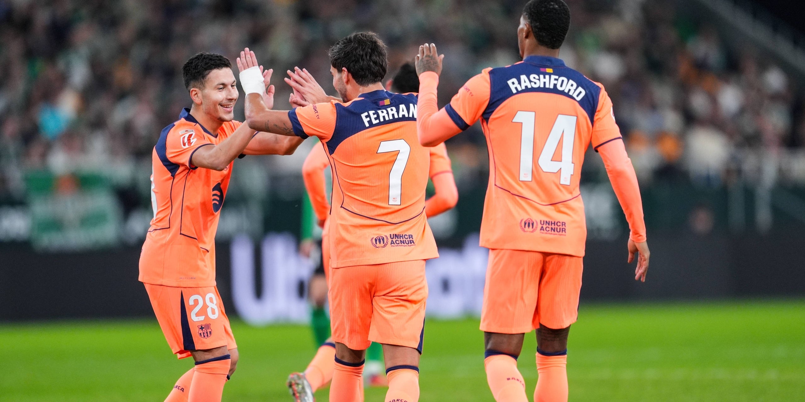 Els jugadors del Barça, celebrant un dels gols contra el Betis | FC Barcelona