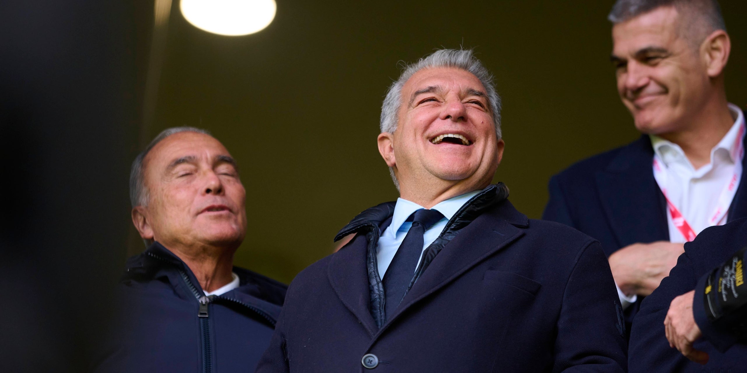 Joan Laporta, President of FC Barcelona, looks on prior the Spanish league, LaLiga EA Sports, football match played between Villarreal CF and FC Barcelona at La Ceramica stadium on December 21, 2025, in Villarreal, Spain.