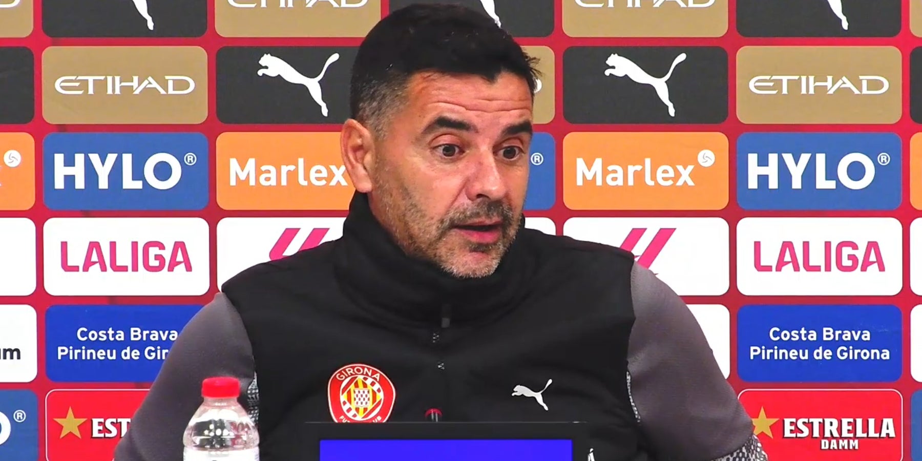 Míchel Sánchez, durant una roda de premsa | Girona FC