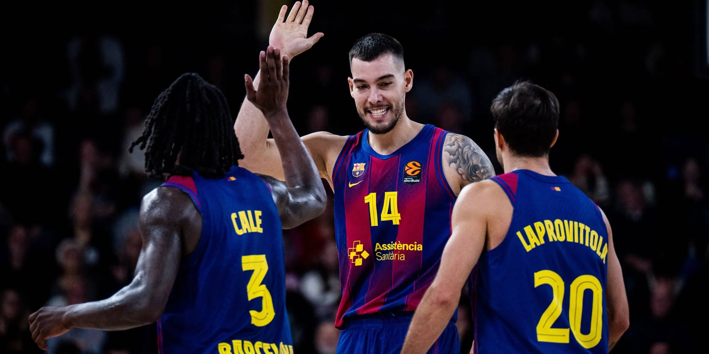 Willy Hernangómez, Myles Cale i Laprovittola durant el Barça-Partizan d'Eurolliga | FC Barcelona