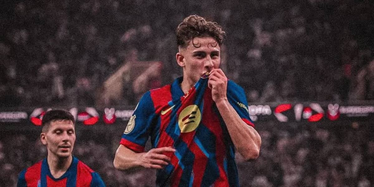 Fermín celebra el seu gol durant el Barça - Athletic Club de Supercopa | @ferminlopez