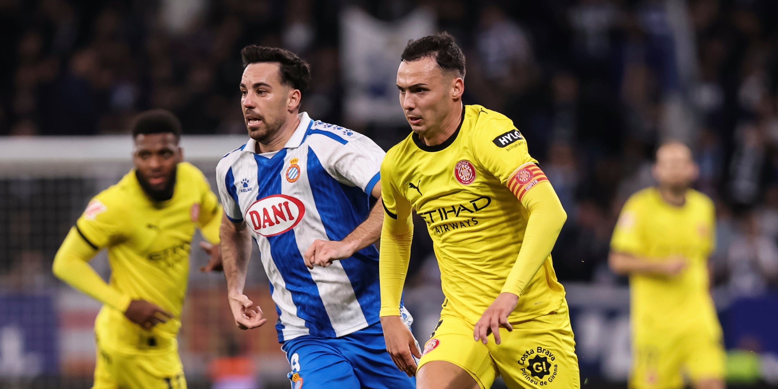 Edu Expósito i Arnau Martínez, durant l'Espanyol-Girona de Lliga | Europa Press