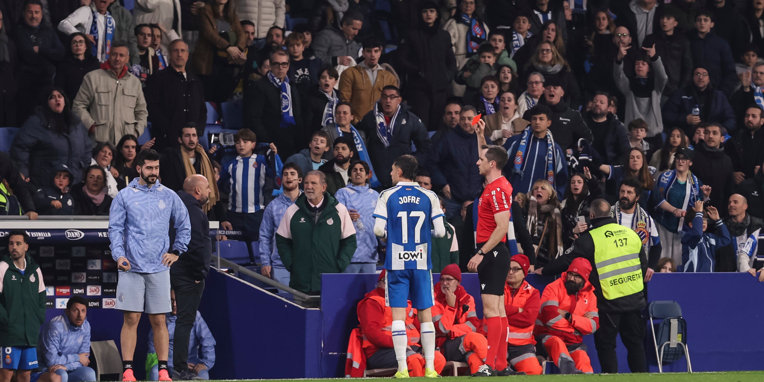 La grada del RCDE Stadium, durante el derbi contra el Girona | Europa Press