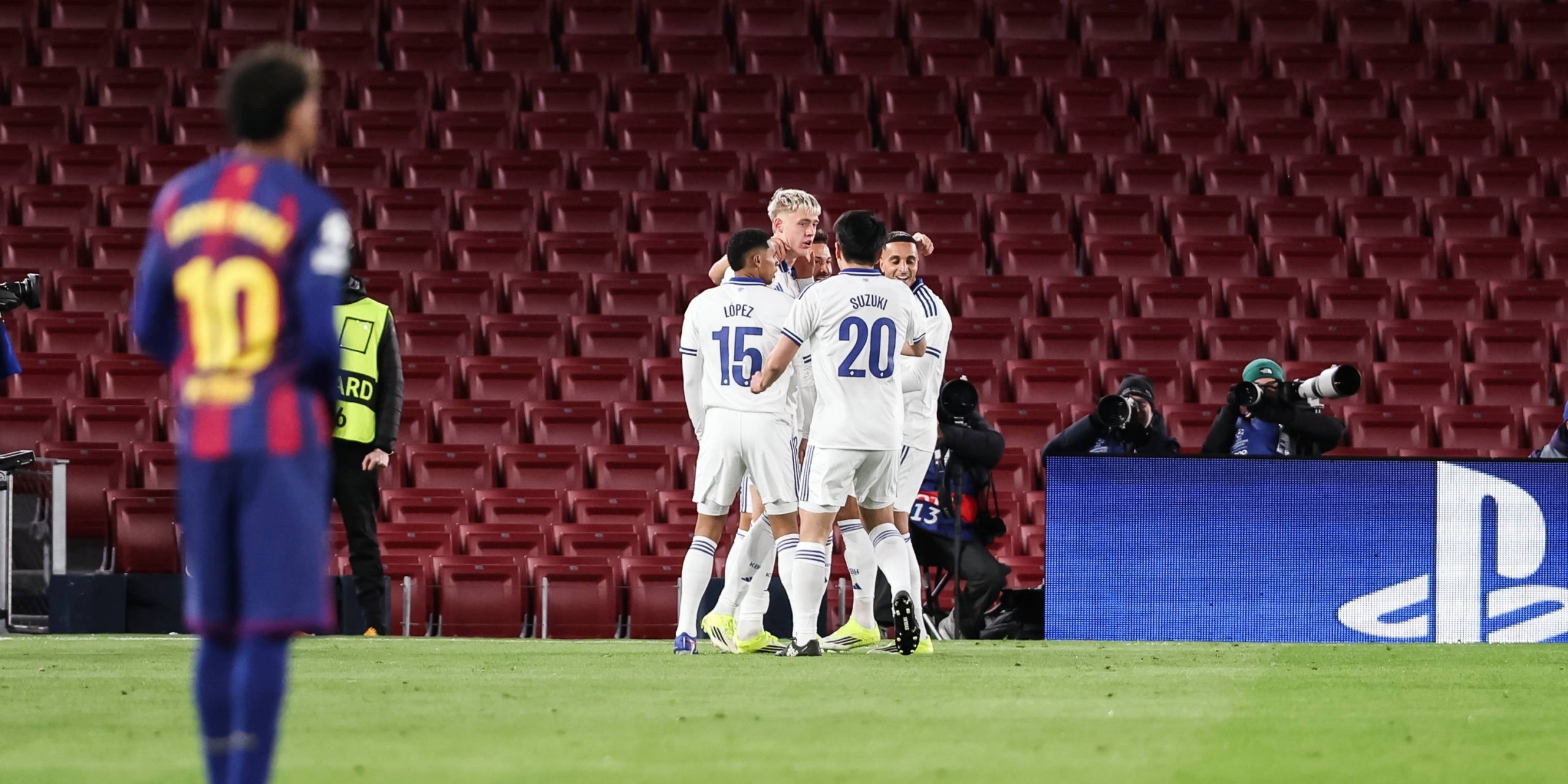 Els jugadors del Copenhaguen, celebrant el gol contra el Barça a la primera meitat | Europa Press