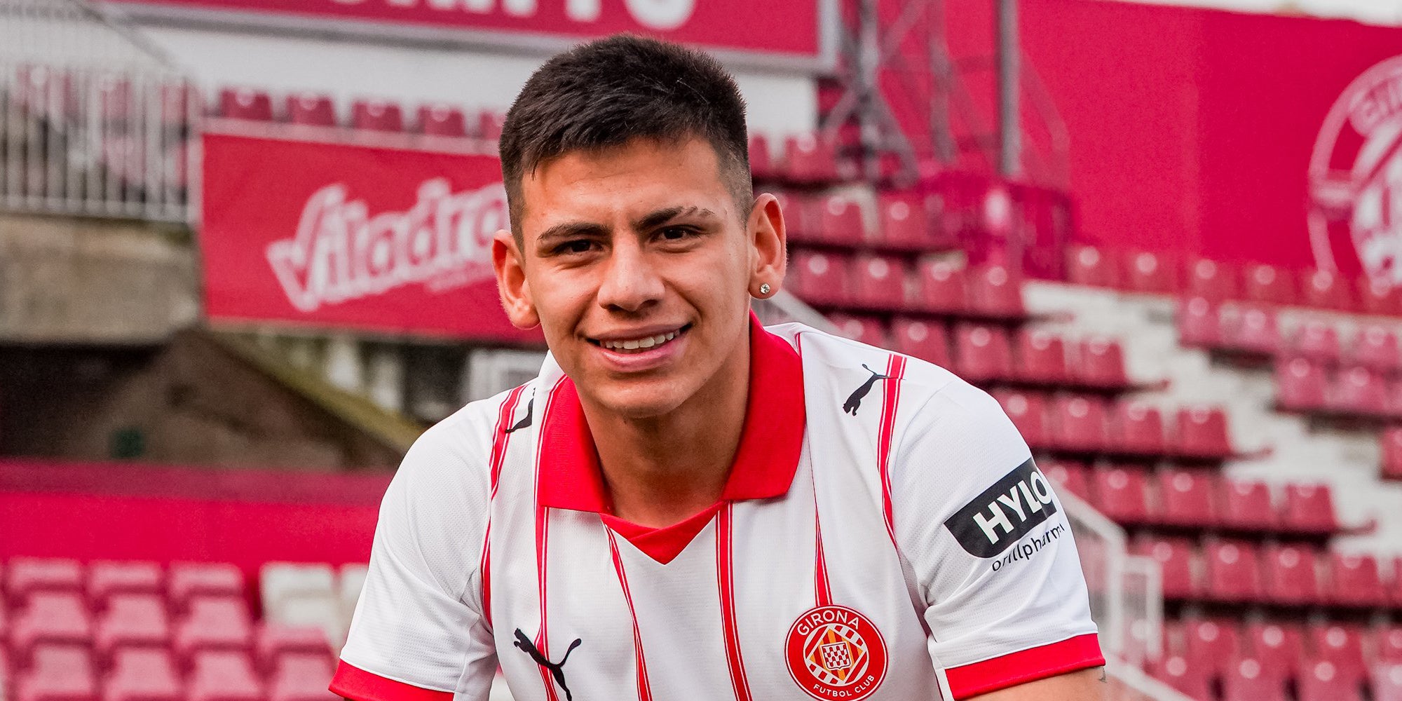 Claudio Echeverri, durant la seva presentació com a nou jugador del Girona | Girona FC