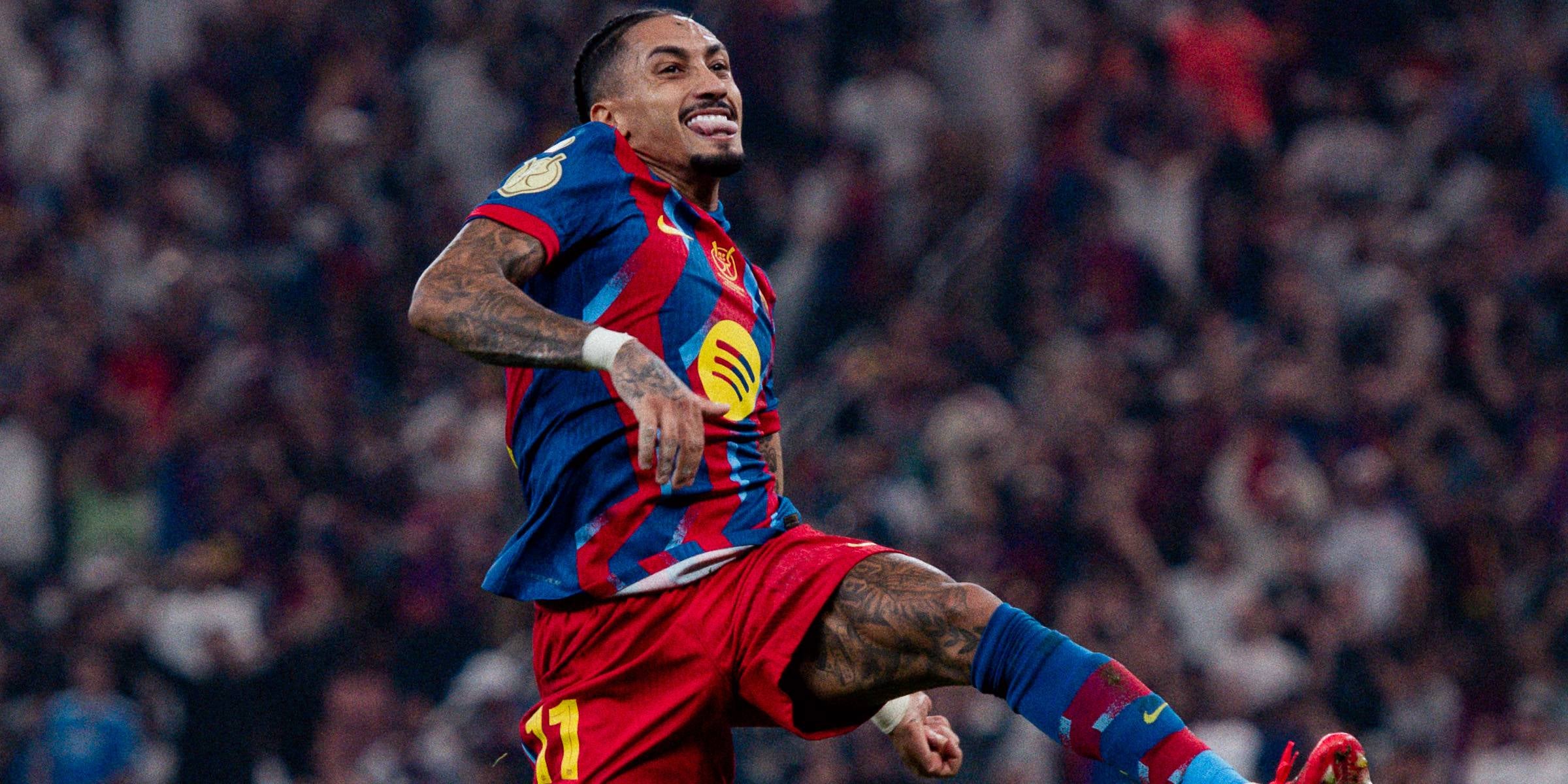 Raphinha, celebrant un dels seus gols contra el Madrid a la final de la Supercopa | FC Barcelona