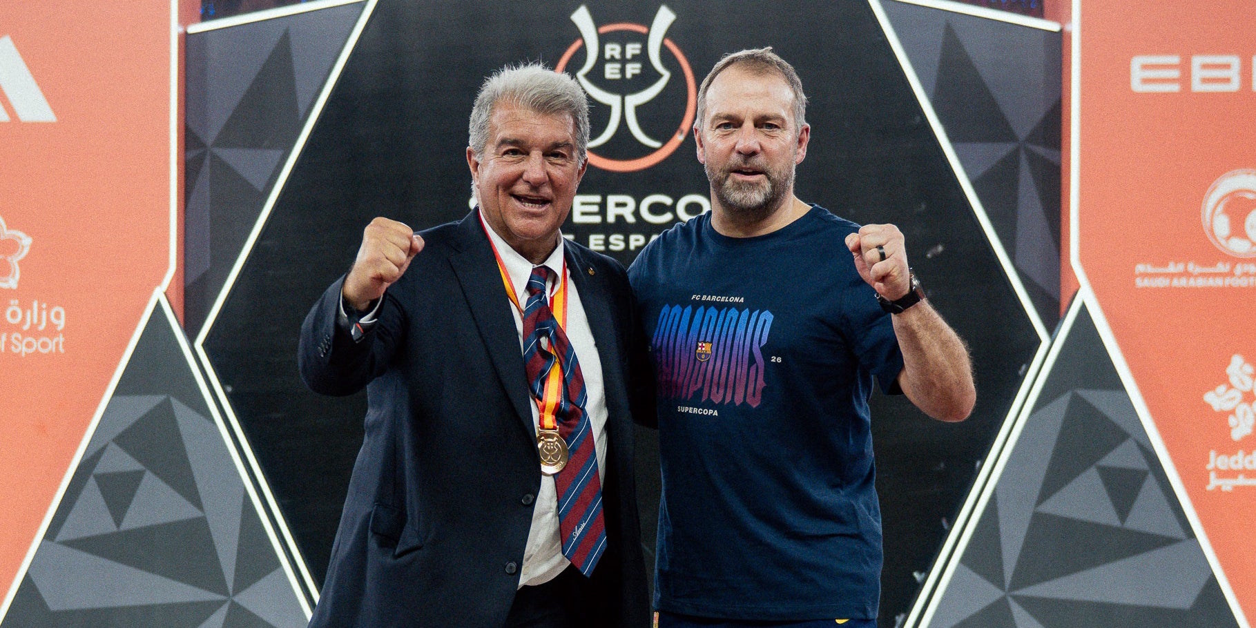 Joan Laporta i Hansi Flick, després de guanyar la Supercopa | FC Barcelona