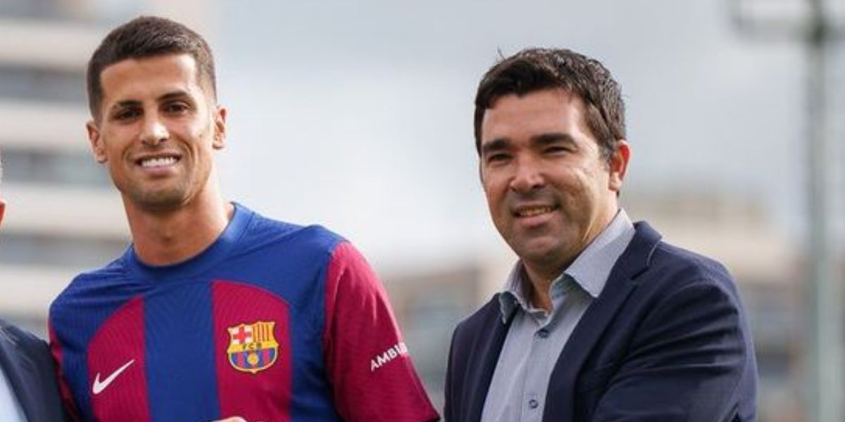 João Cancelo i Deco, durant la presentació de la seva primera etapa al Barça | FC Barcelona