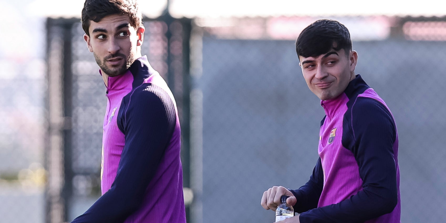 Ferran Torres i Pedri, durant un entrenament del Barça | Europa Press