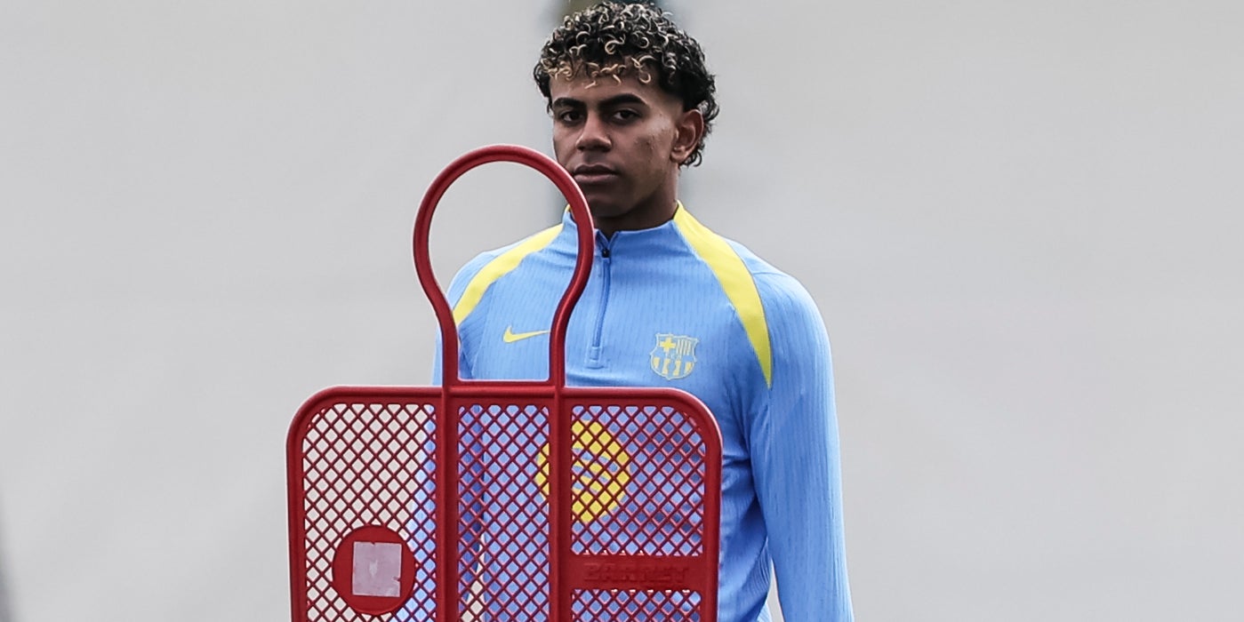 Lamine Yamal, durant un entrenament amb el Barça | Europa Press