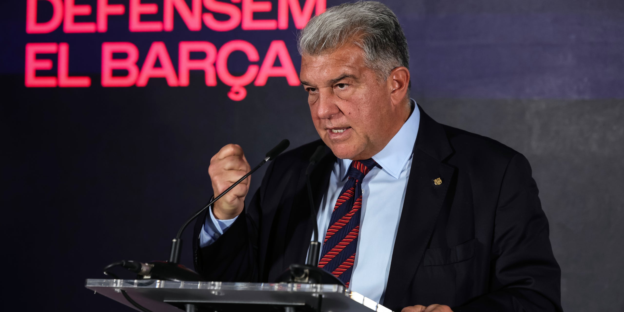 Joan Laporta, durant la inauguració de la seva seu electoral | Europa Press