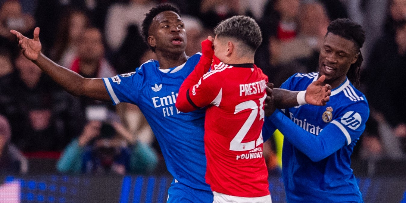 Vinicius Jr. y Gianluca Prestianni, en el momento de los hechos | Europa Press