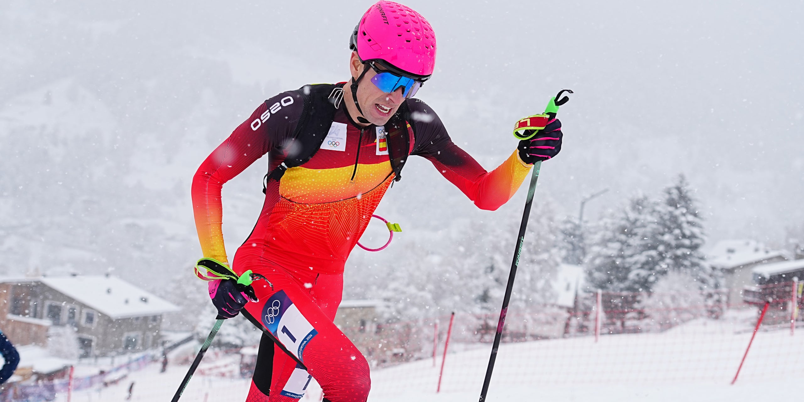 Oriol Cardona, durant la final d'esquí de muntanya a Milà-Cortina | Europa Press