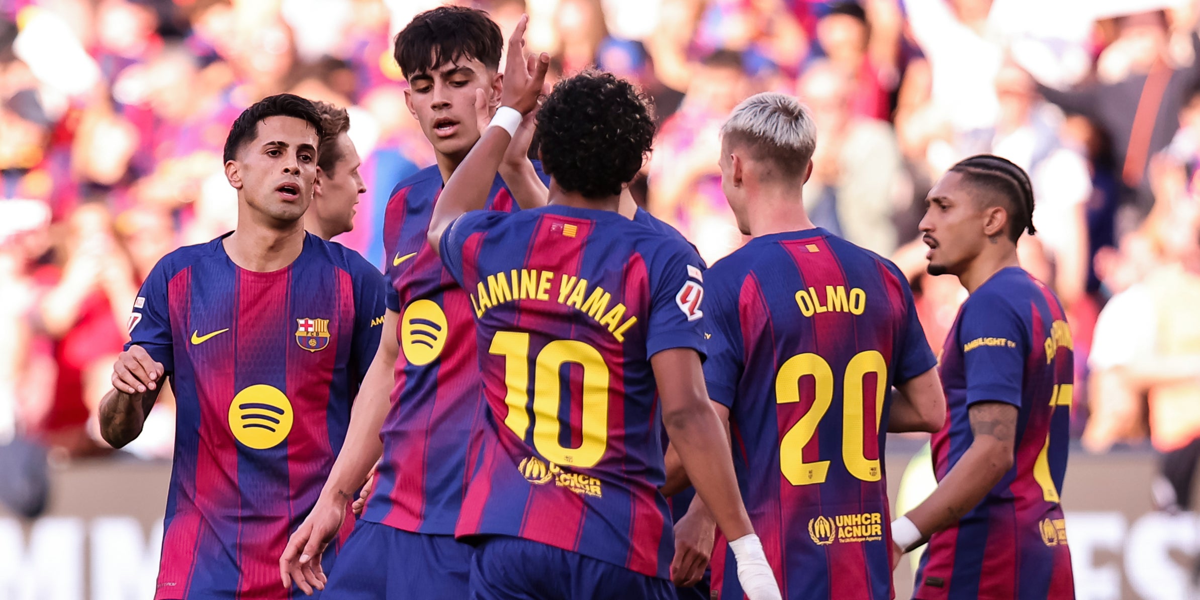 Els jugadors del Barça, celebrant un dels gols contra el Llevant | Europa Press