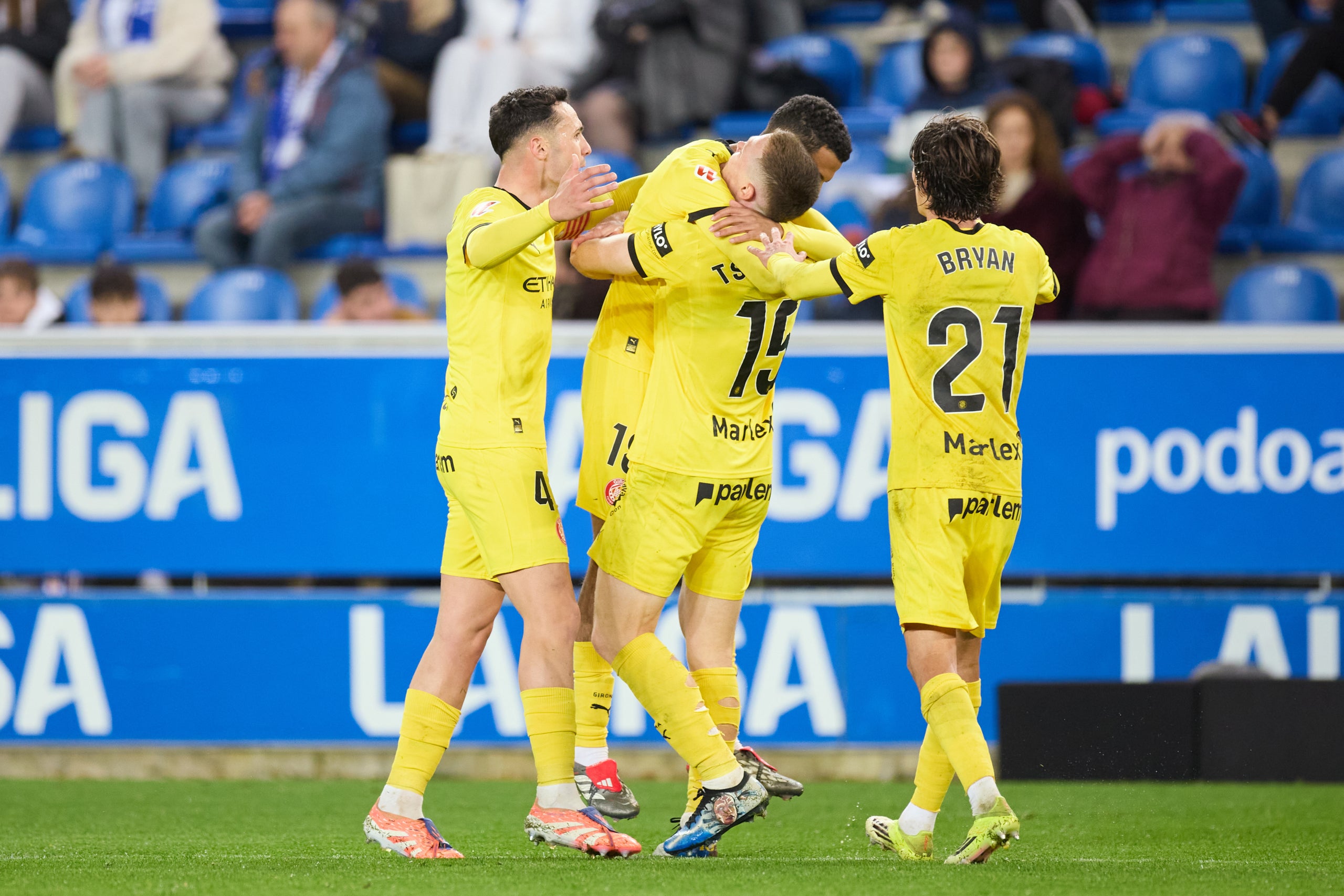 Els jugadors del Girona, celebrant un dels gols contra l'Alabès | Europa Press