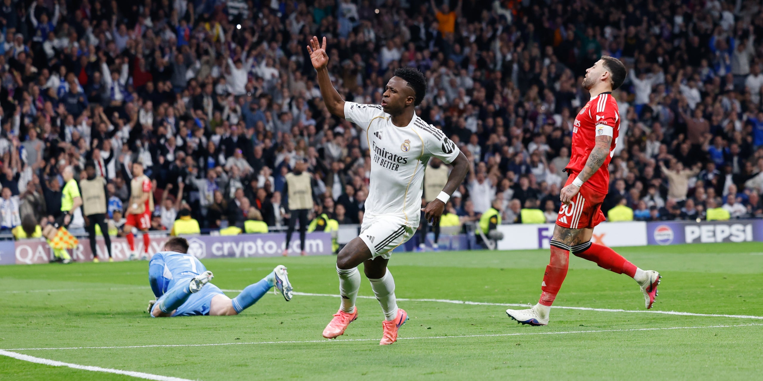 Vinicius Jr., celebrant el seu gol contra el Benfica | Europa Press