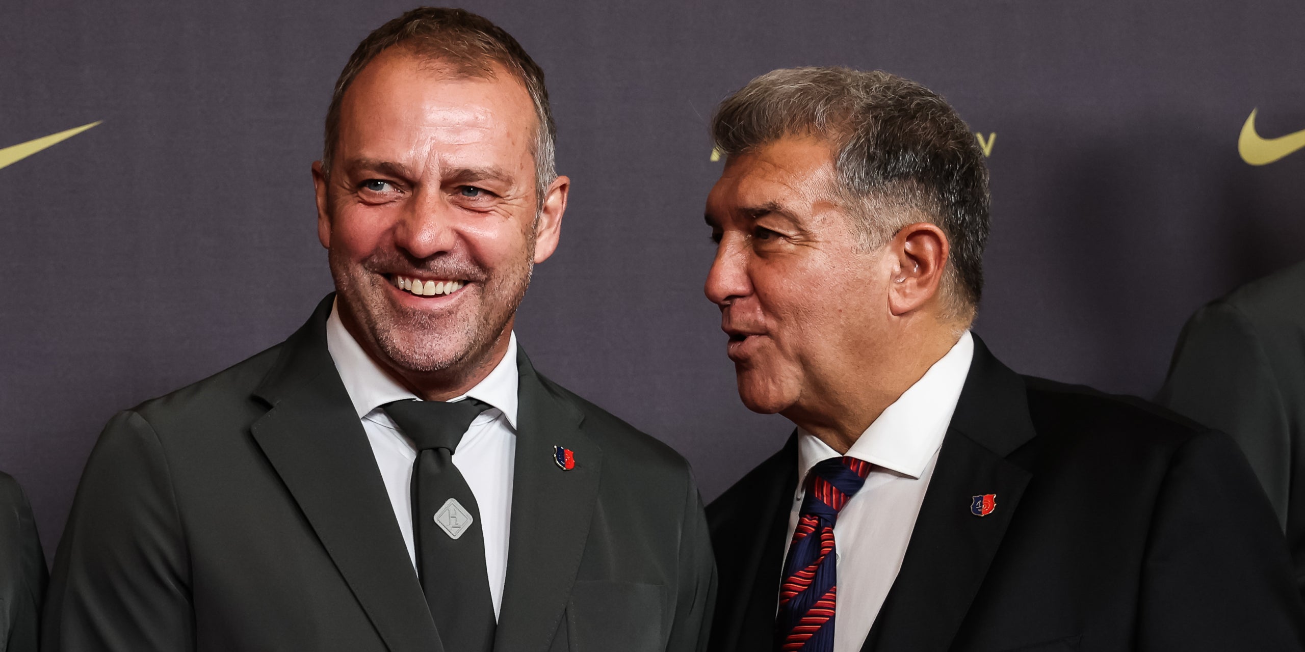 Hansi Flick i Joan Laporta, en una imatge d'arxiu | Europa Press