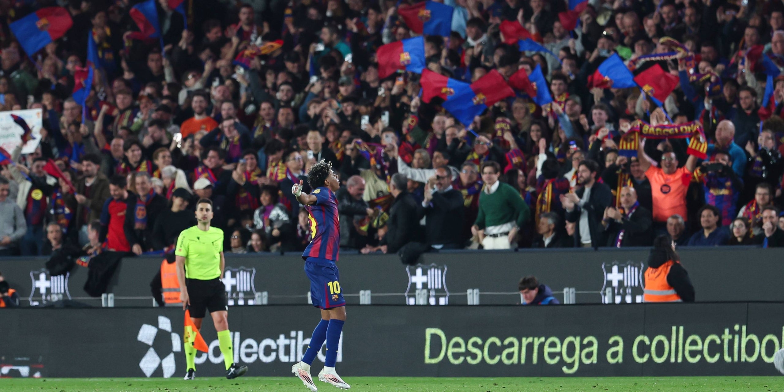 Lamine Yamal, celebrant un dels gols del Barça contra l'Atlètic | Europa Press