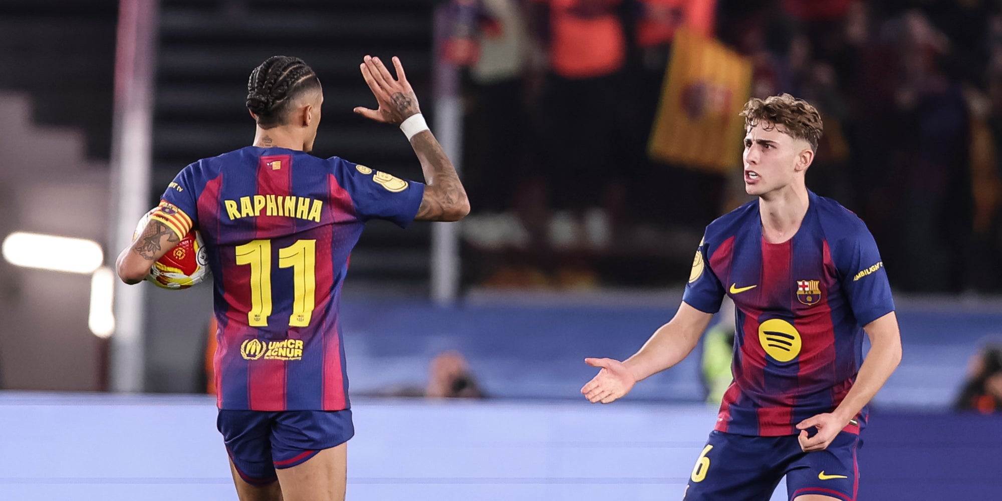 Raphinha i Fermín, celebrant un gol contra l'Atlètic de Madrid a la Copa | Europa Press