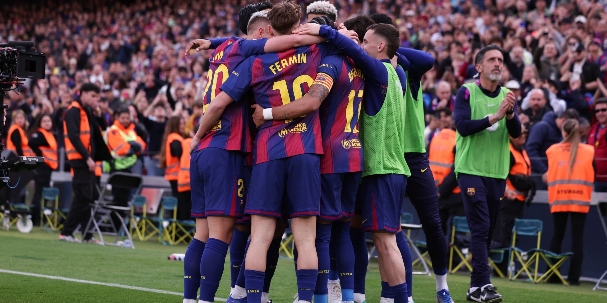 Els jugadors del Barça, celebrant un dels gols contra el Sevilla | Europa Press