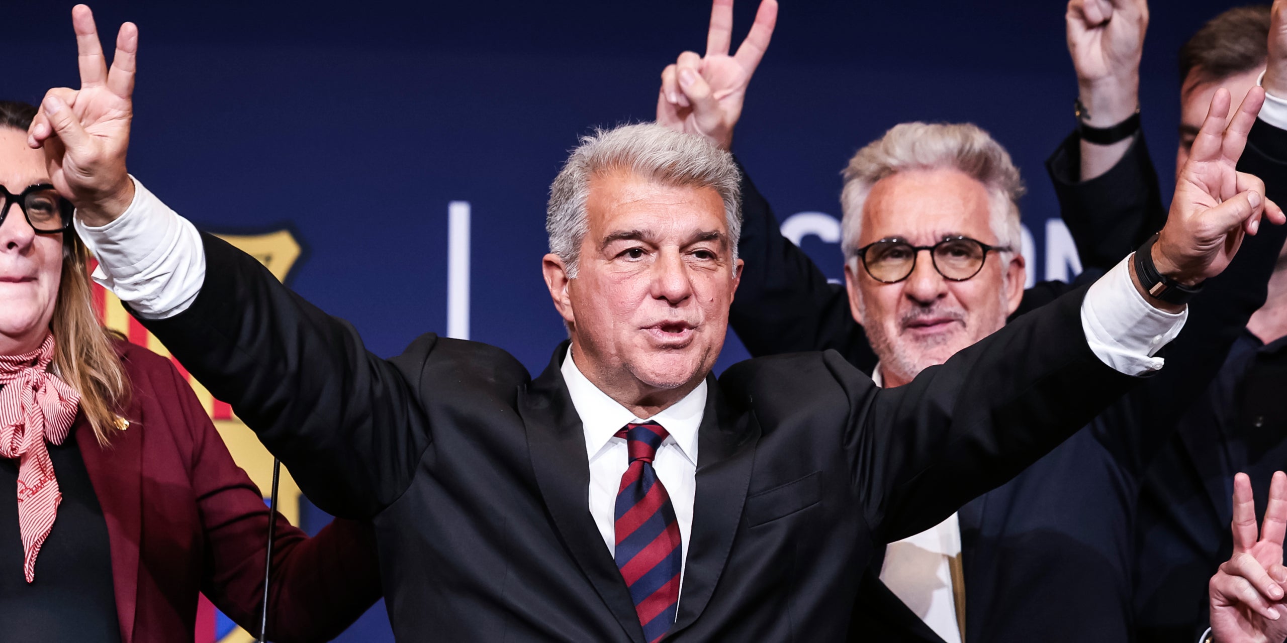 Joan Laporta, celebrant la victòria a les eleccions del Barça | Europa Press