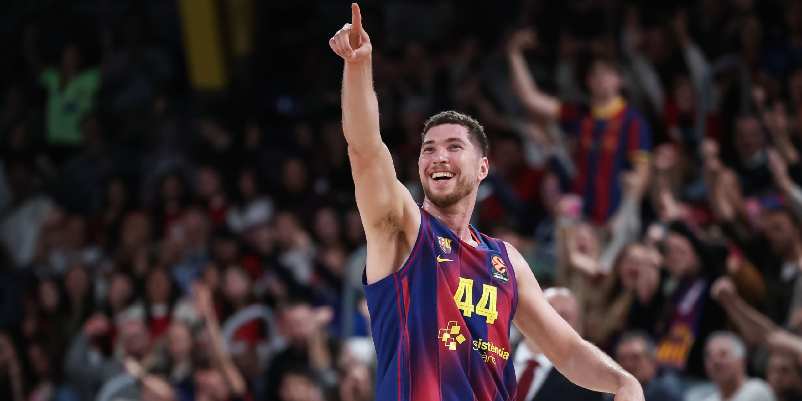 Joel Parra, celebrant la victòria contra l'Estrella Roja al Palau Blaugrana | Europa Press