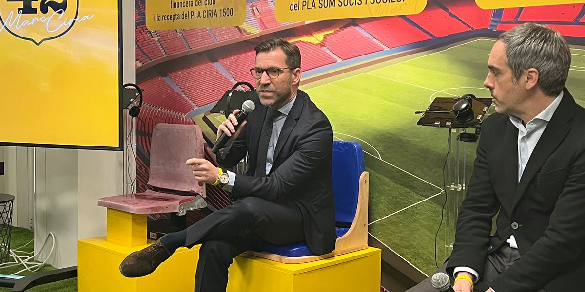 Marc Ciria, durant un acte de la seva precandidatura per a les eleccions del Barça | @CiriaMarc