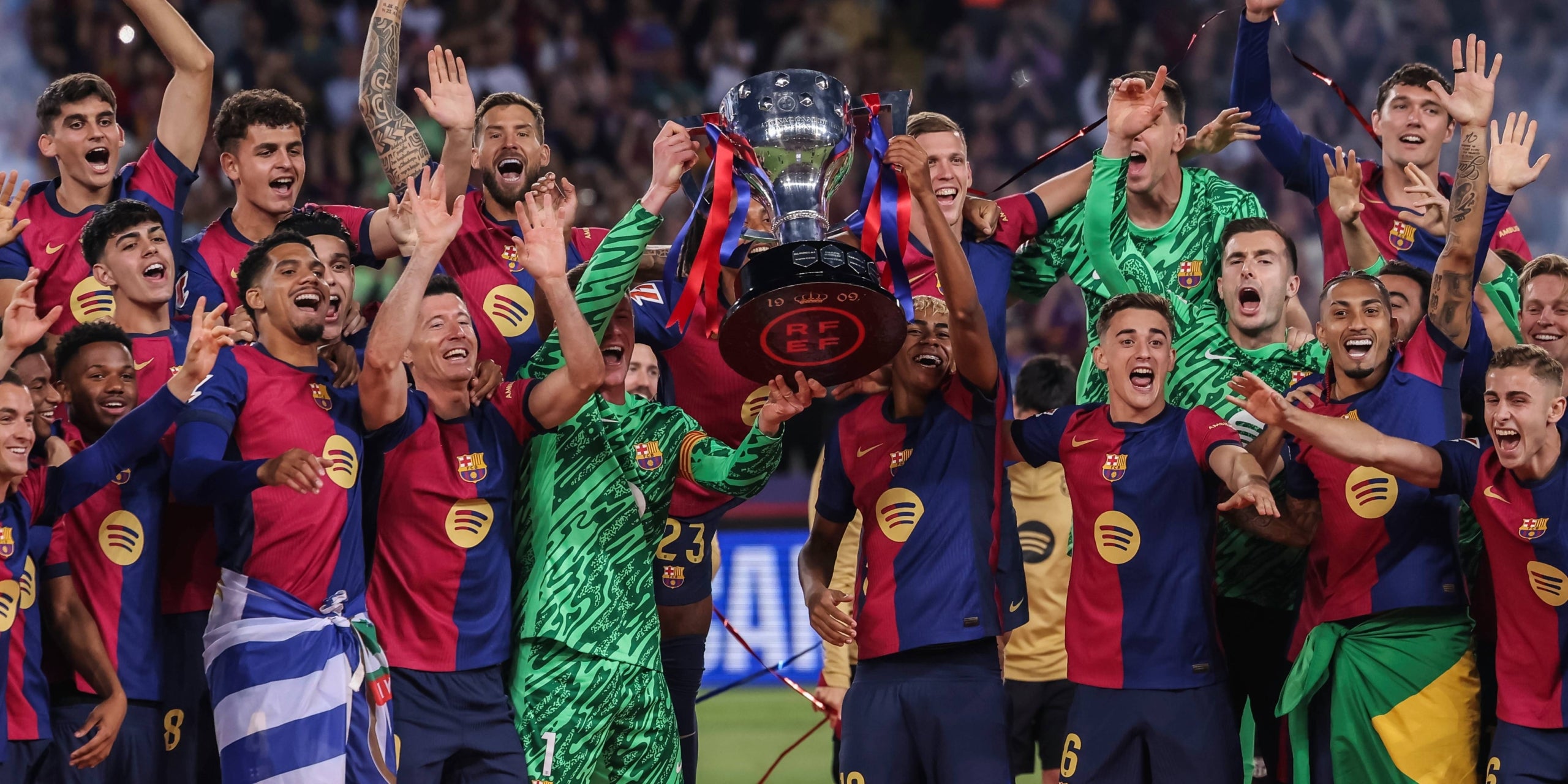 Els jugadors del Barça, celebrant el títol de Lliga de la temporada passada | Europa Press