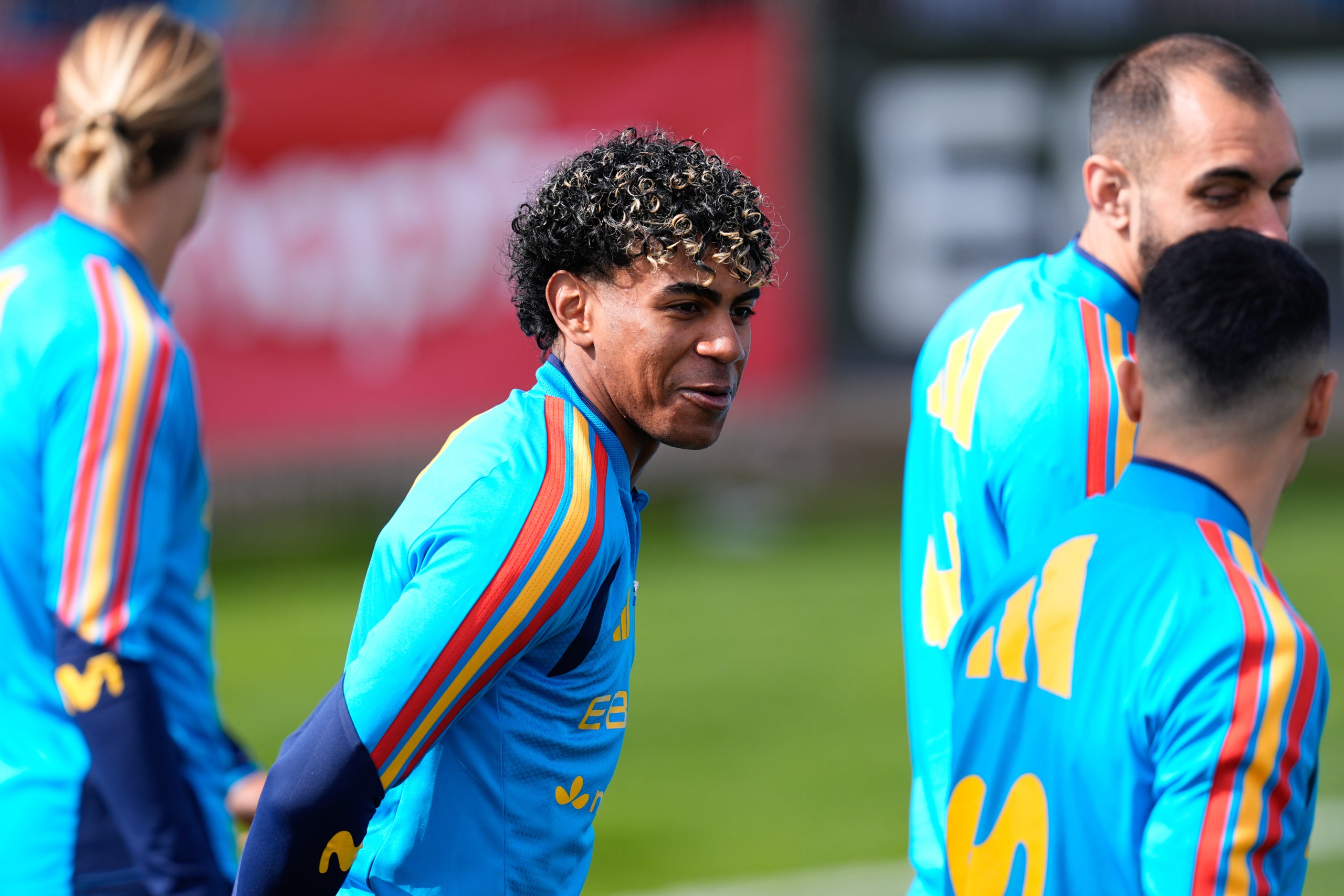 Lamine Yamal, durant un entrenament amb la selecció espanyola | Europa Press