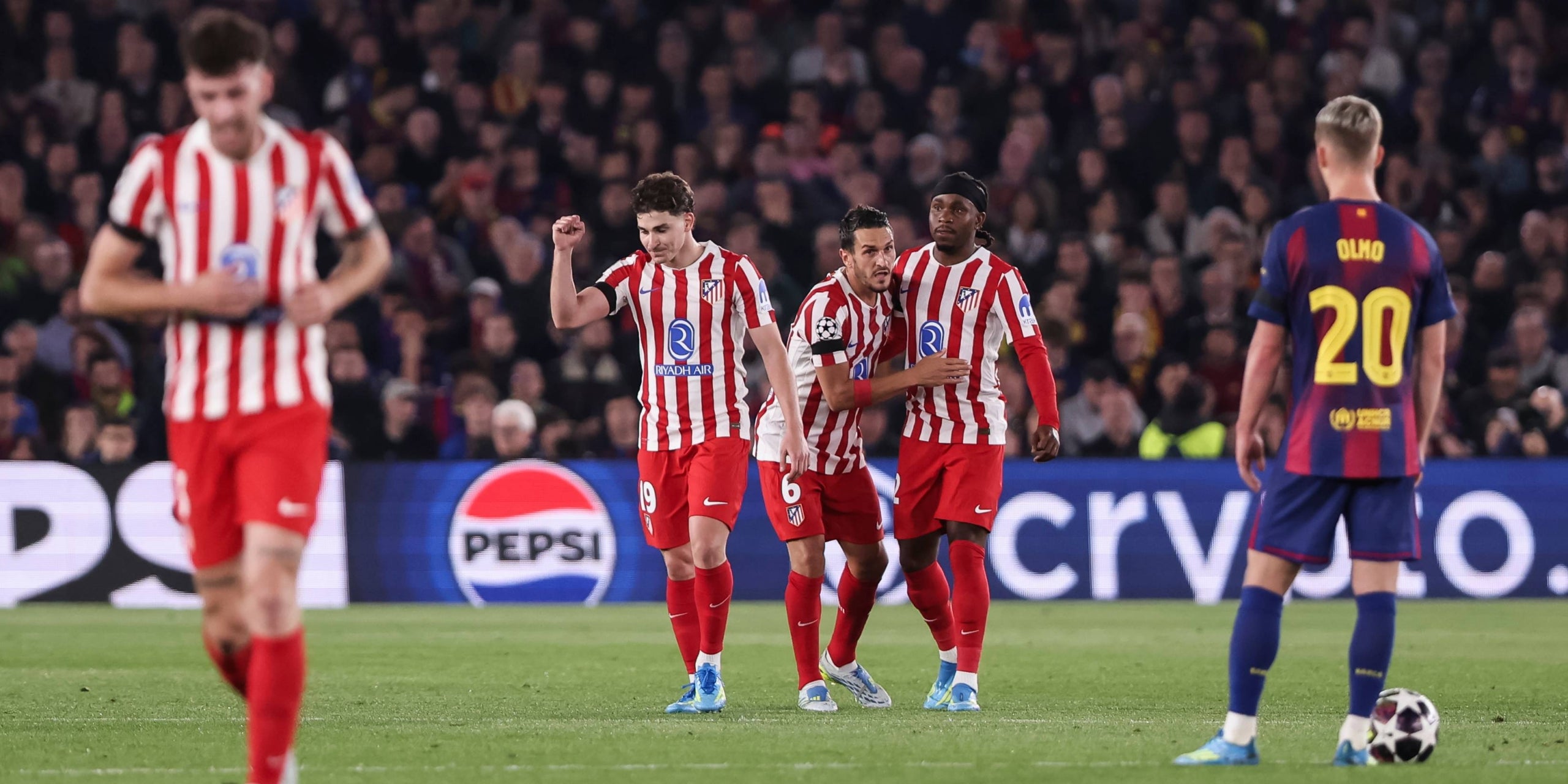 Els jugadors de l'Atlètic, celebrant un dels gols contra el Barça | Europa Press