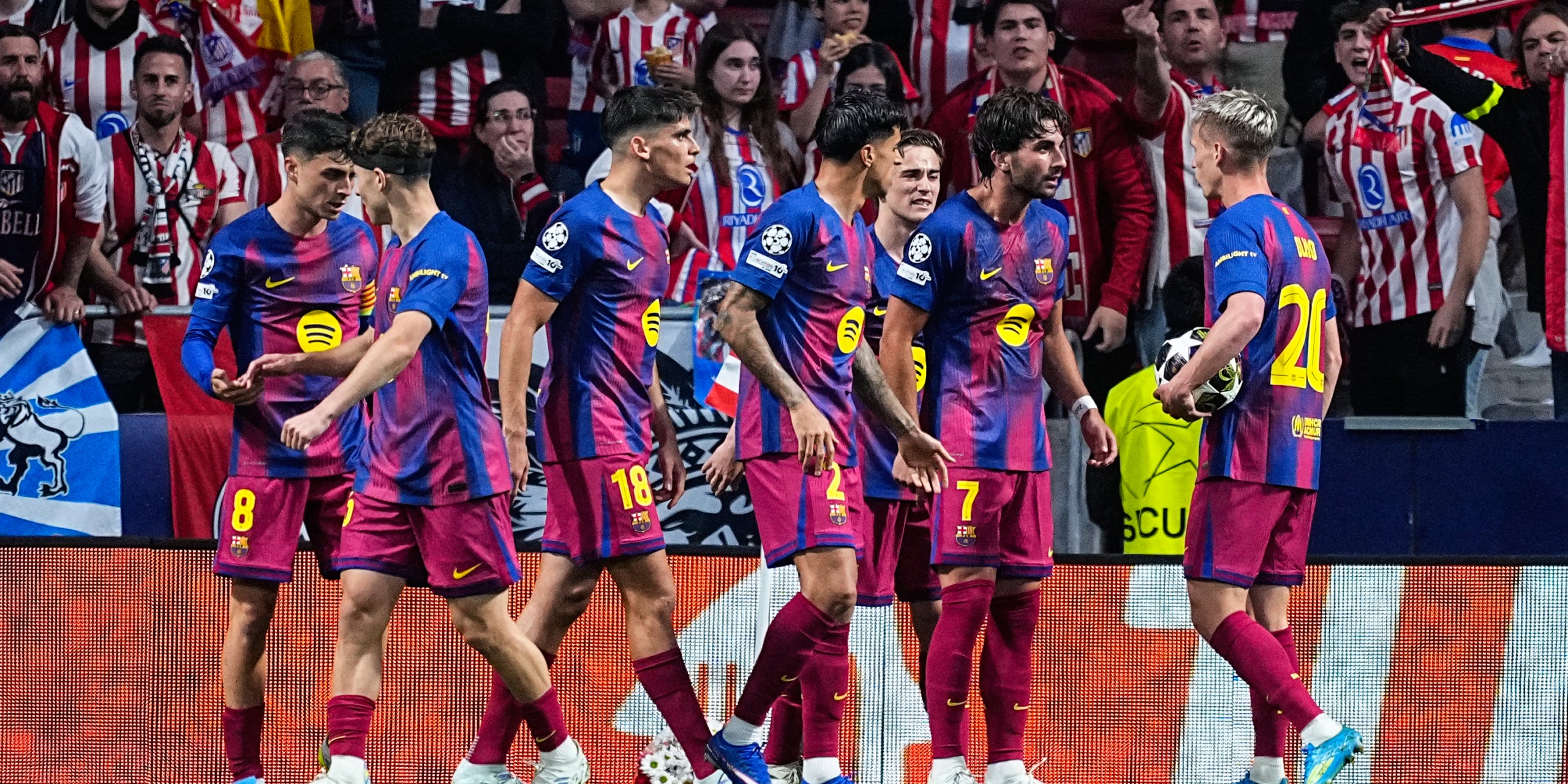 Els jugadors del Barça, celebrant un gol contra l'Atlètic de Madrid | Europa Press