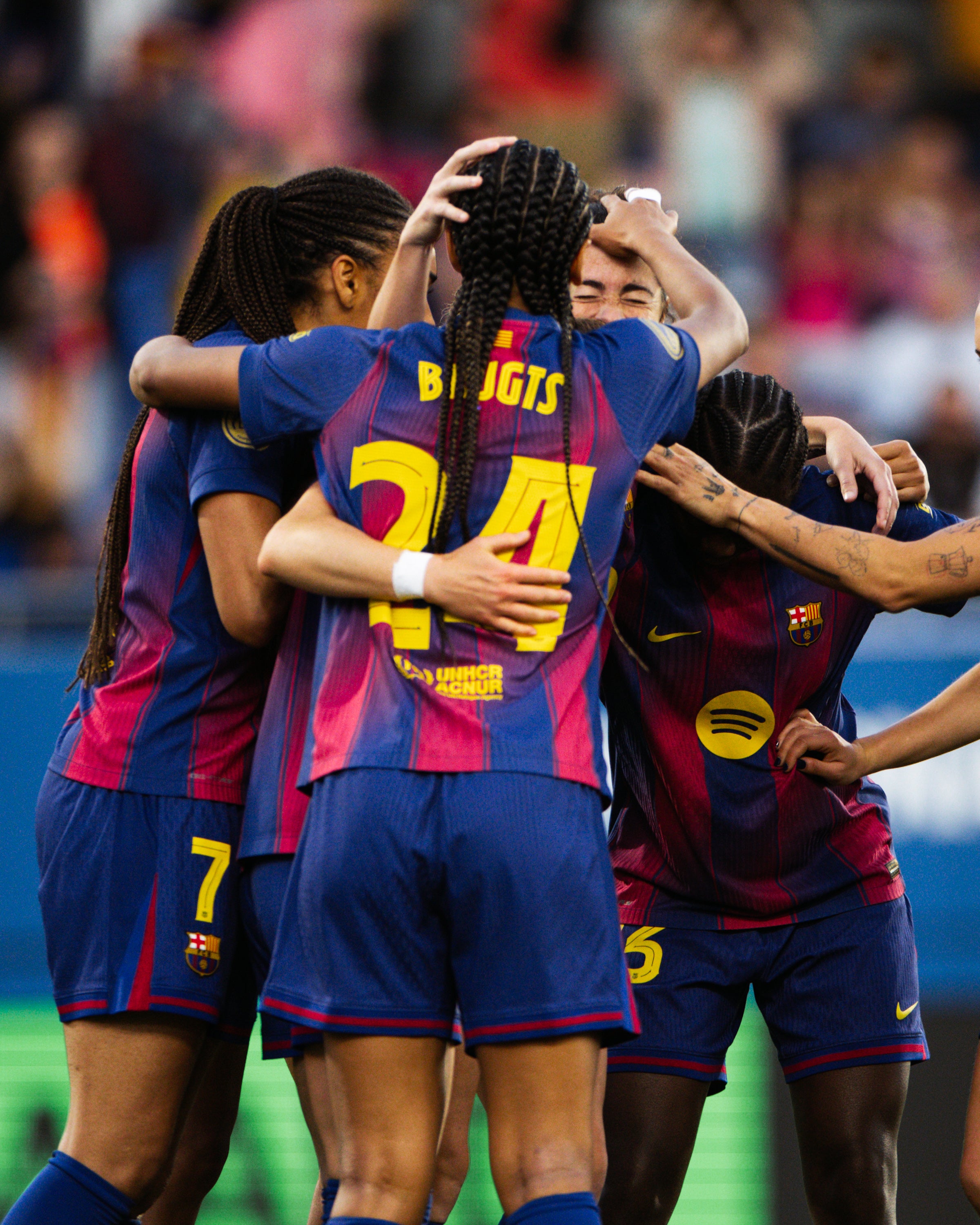 Les jugadores del Barça, celebrant un dels gols contra el Badalona | FC Barcelona