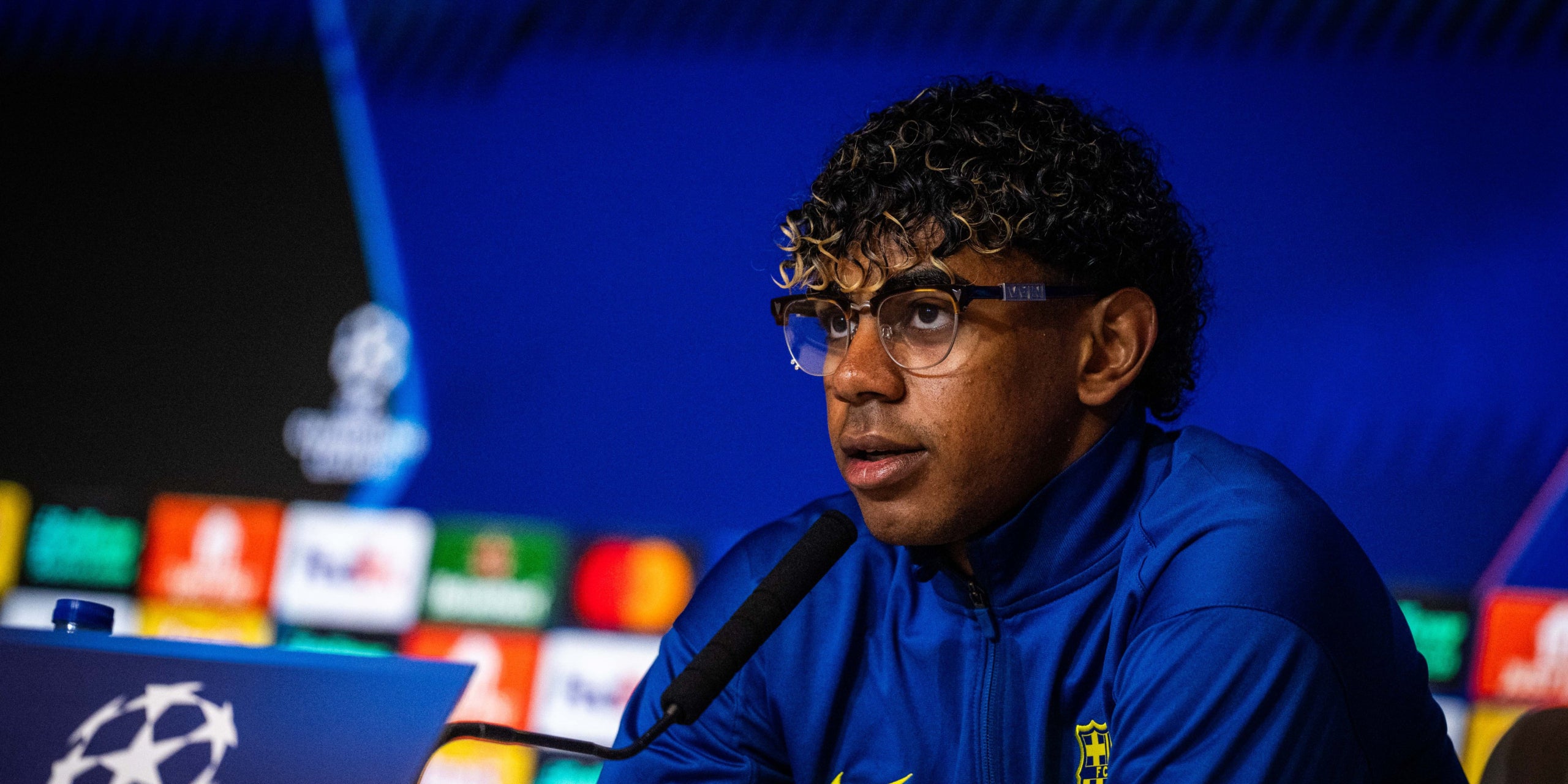 Lamine Yamal, durant una roda de premsa amb el Barça | FC Barcelona