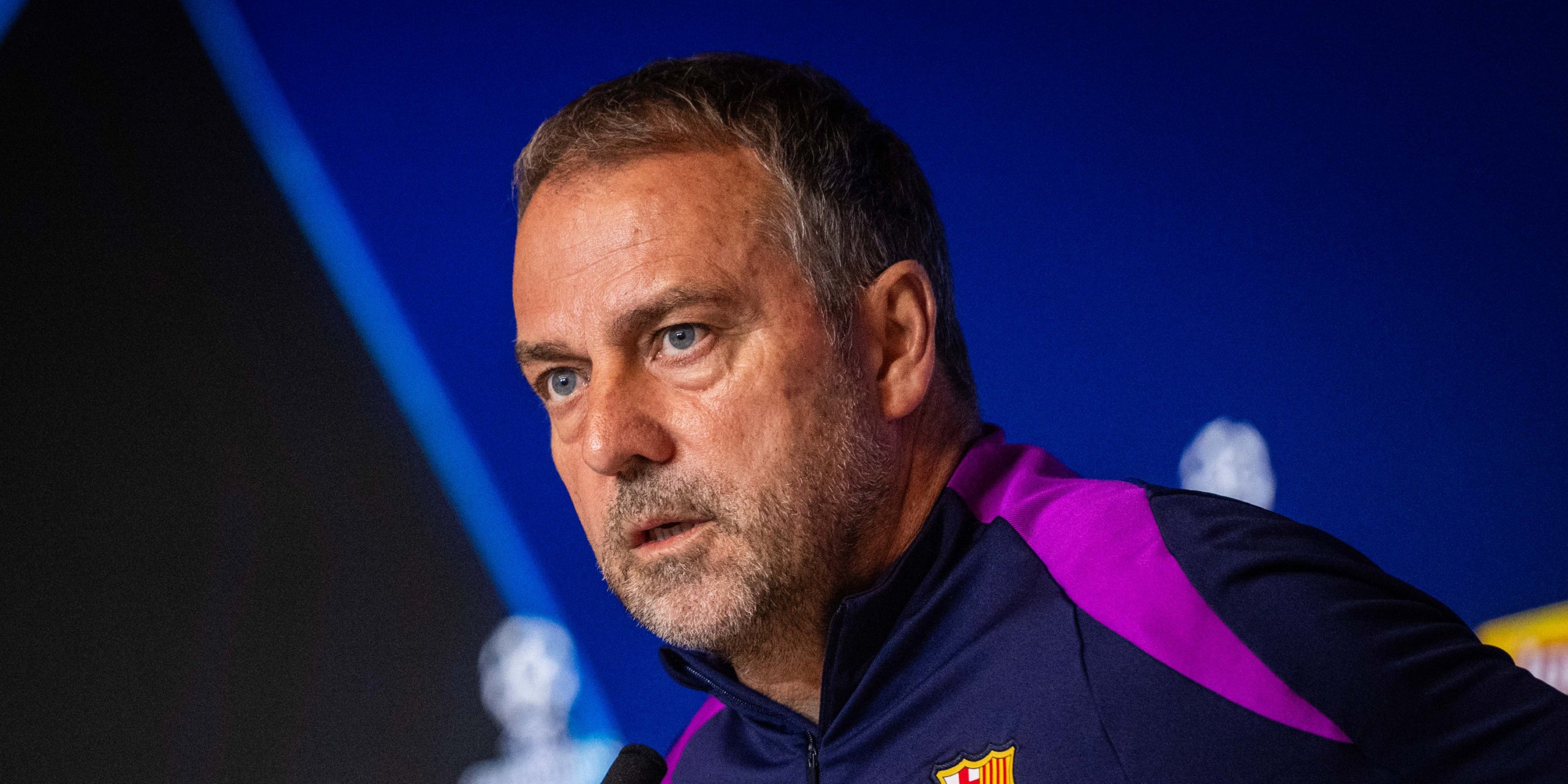 Hansi Flick, durant una roda de premsa amb el Barça | FC Barcelona