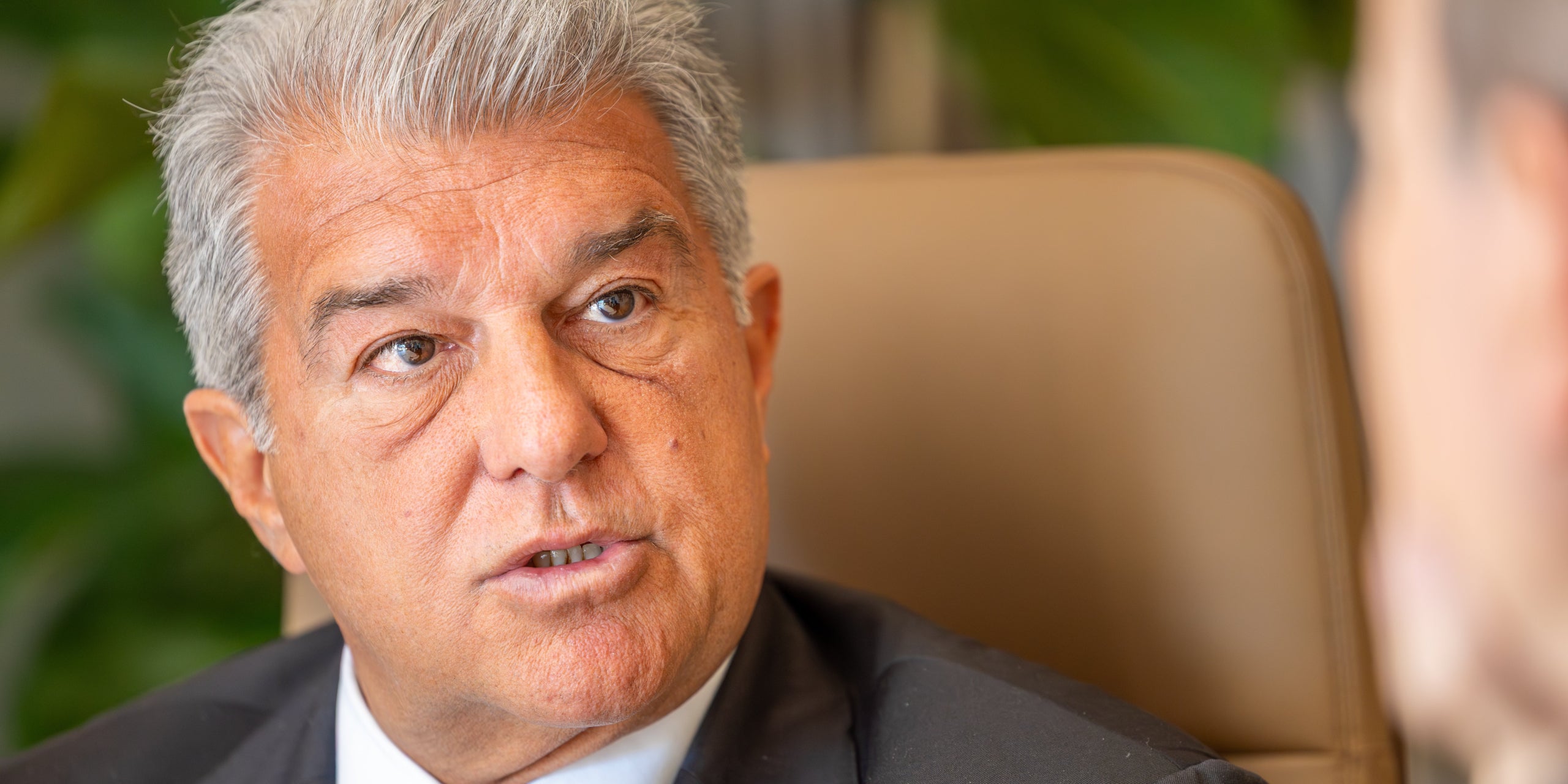 Joan Laporta, durant l'entrevista amb Món Esport | Anna Munujos