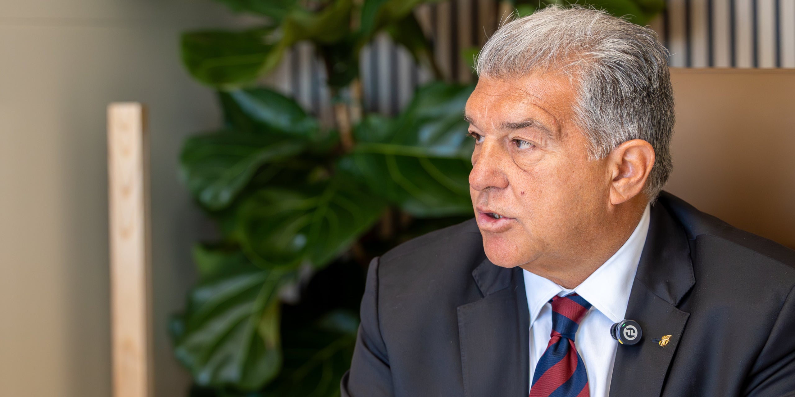 Joan Laporta, durant l'entrevista amb Món Esport | Anna Munujos