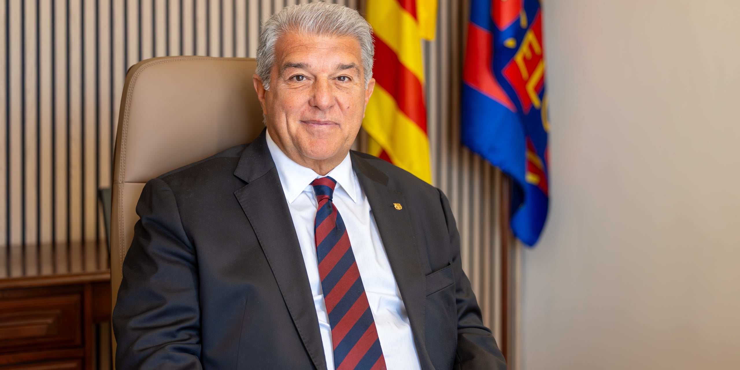 Joan Laporta, president del Futbol Club Barcelona, durant l'entrevista amb Món Esport | Anna Munujos