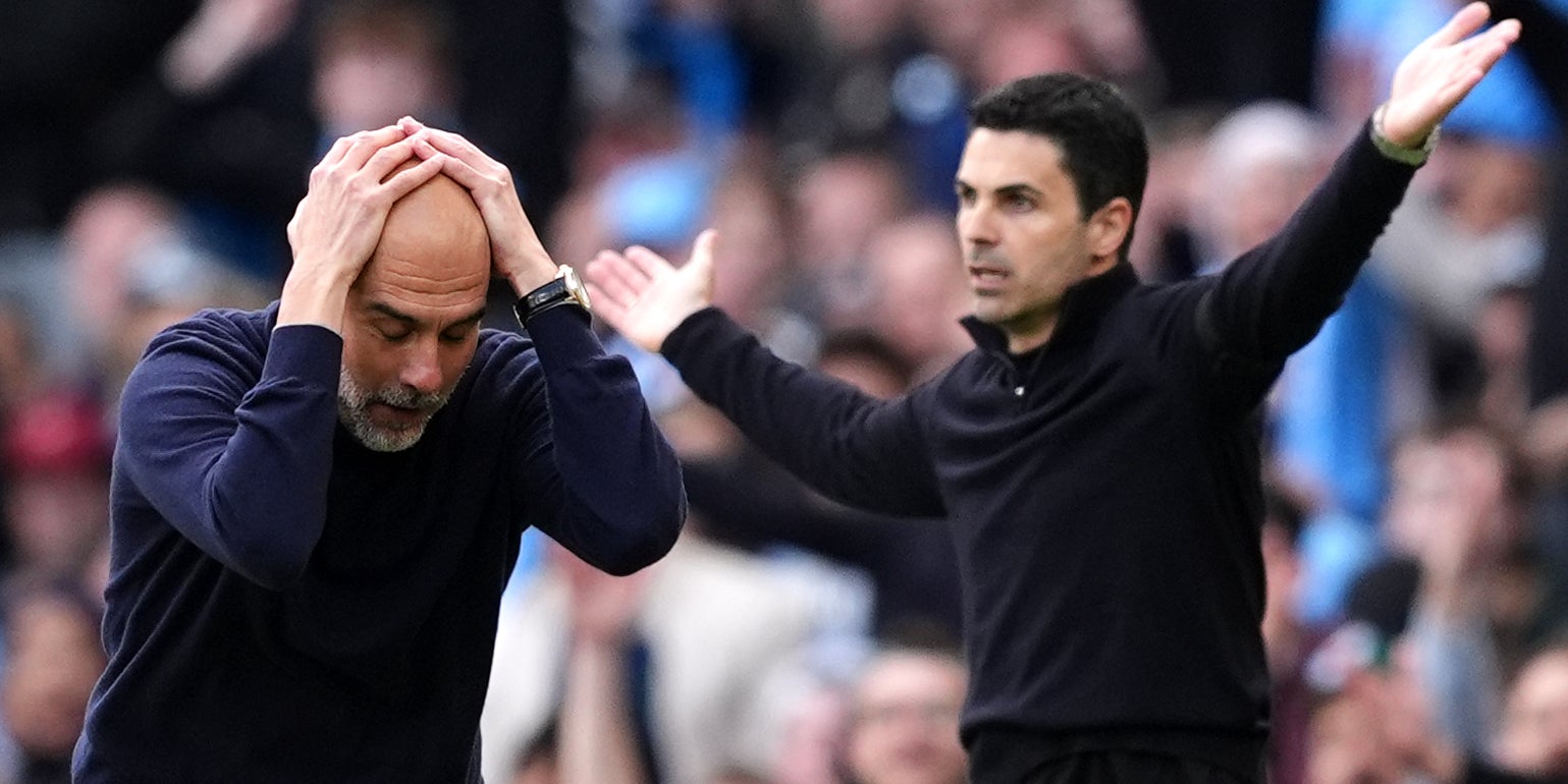 Pep Guardiola i Mikel Arteta, durant un City-Arsenal | Europa Press