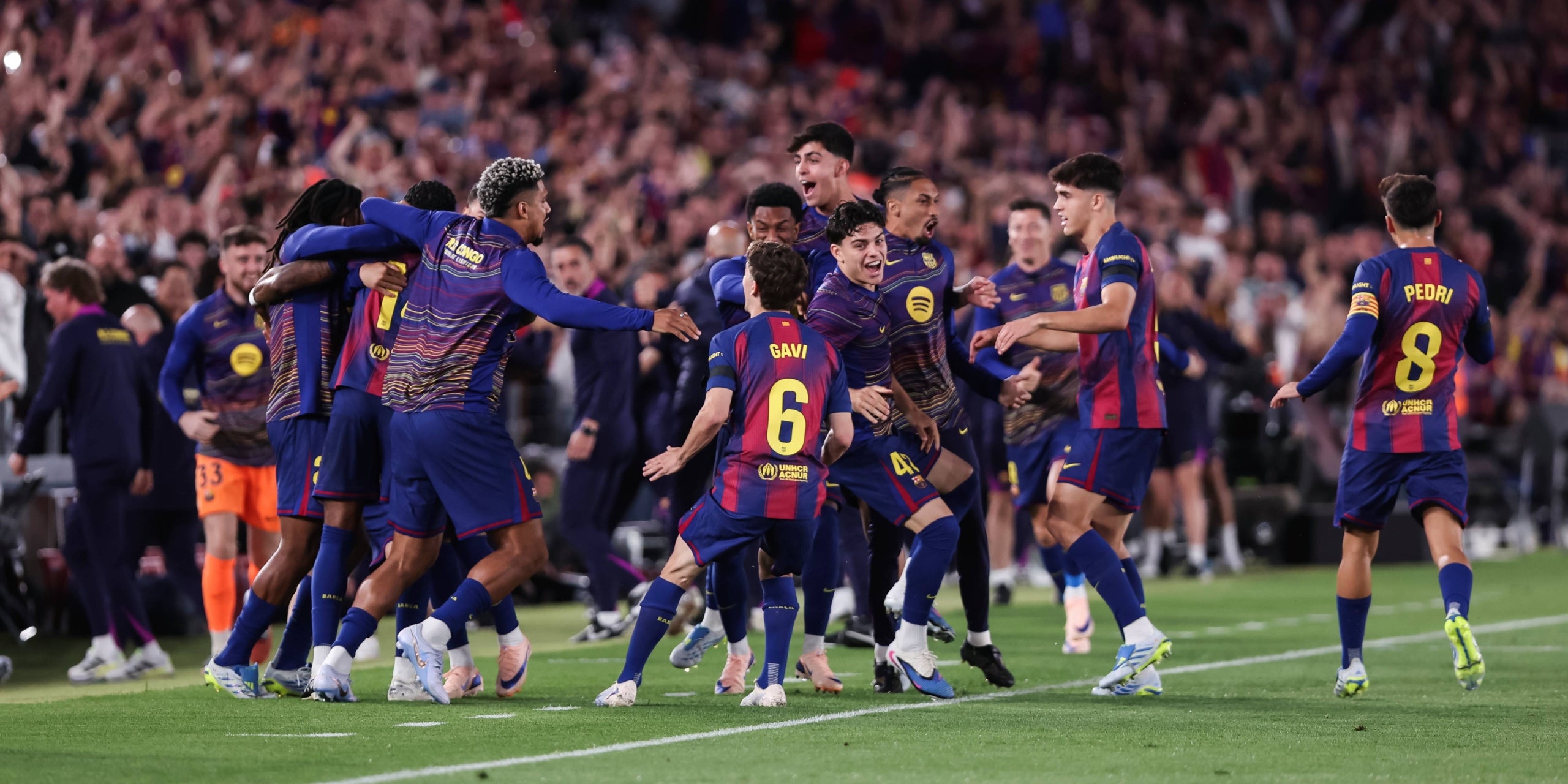 Els jugadors del Barça, celebrant un dels gols contra el Madrid | Europa Press
